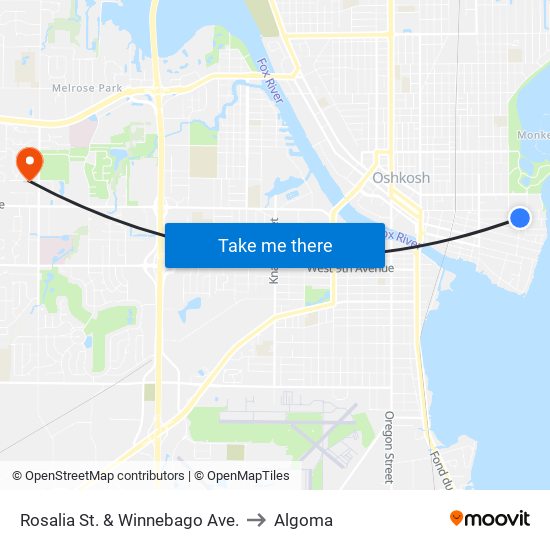 Rosalia St. & Winnebago Ave. to Algoma map