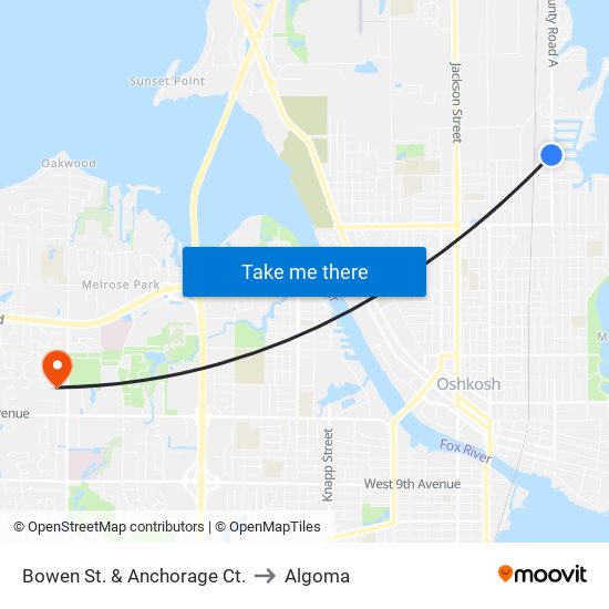 Bowen St. & Anchorage Ct. to Algoma map