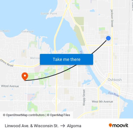 Linwood Ave. & Wisconsin St. to Algoma map