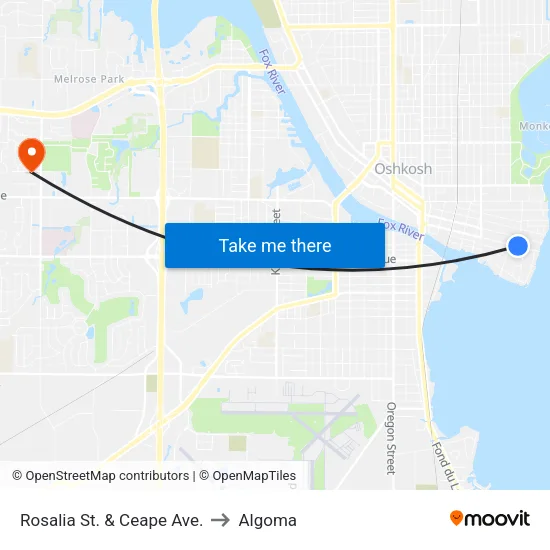 Rosalia St. & Ceape Ave. to Algoma map