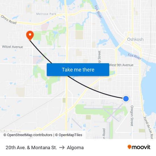 20th Ave. & Montana St. to Algoma map