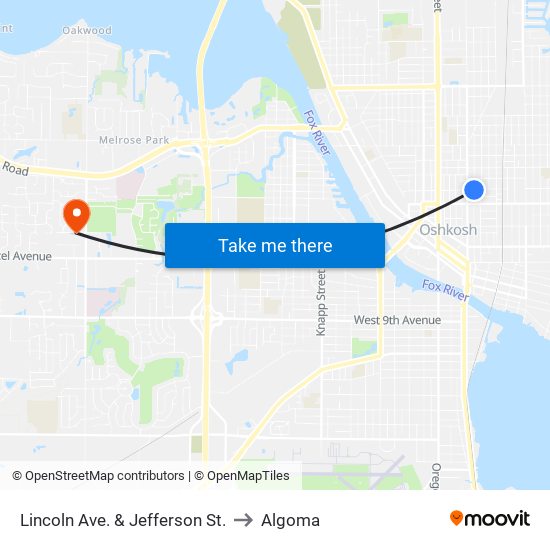 Lincoln Ave. & Jefferson St. to Algoma map