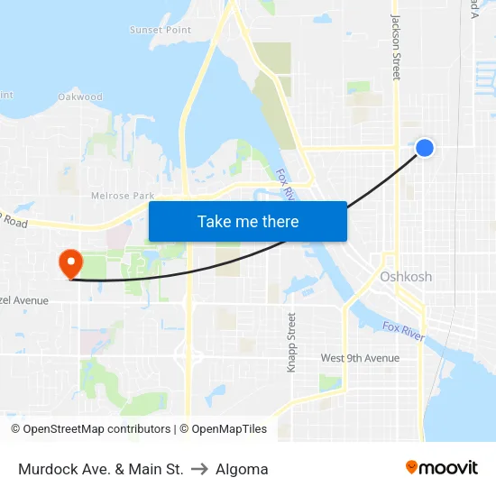 Murdock Ave. & Main St. to Algoma map