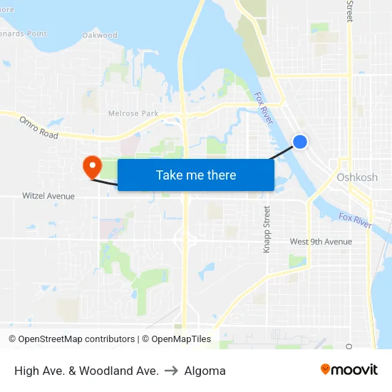 High Ave. & Woodland Ave. to Algoma map