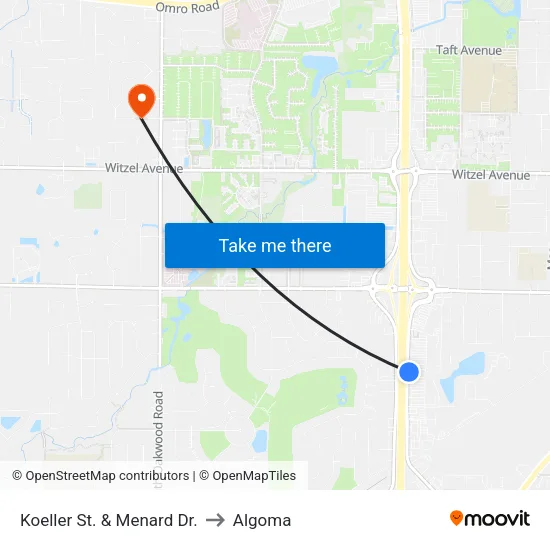 Koeller St. & Menard Dr. to Algoma map