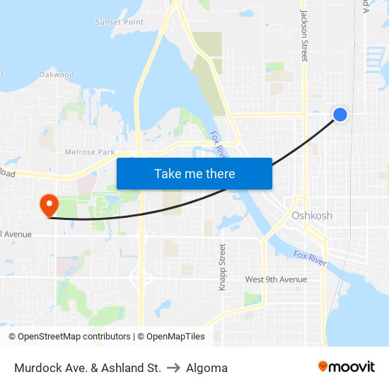 Murdock Ave. & Ashland St. to Algoma map