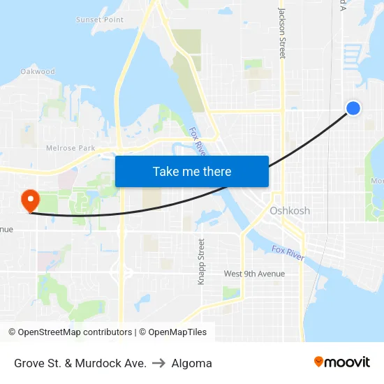 Grove St. & Murdock Ave. to Algoma map