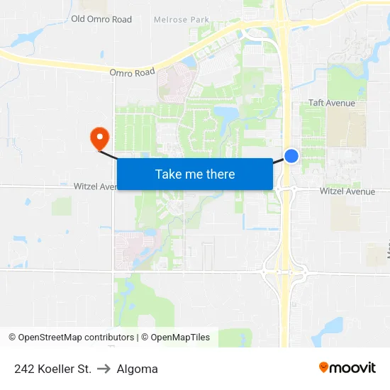 242 Koeller St. to Algoma map