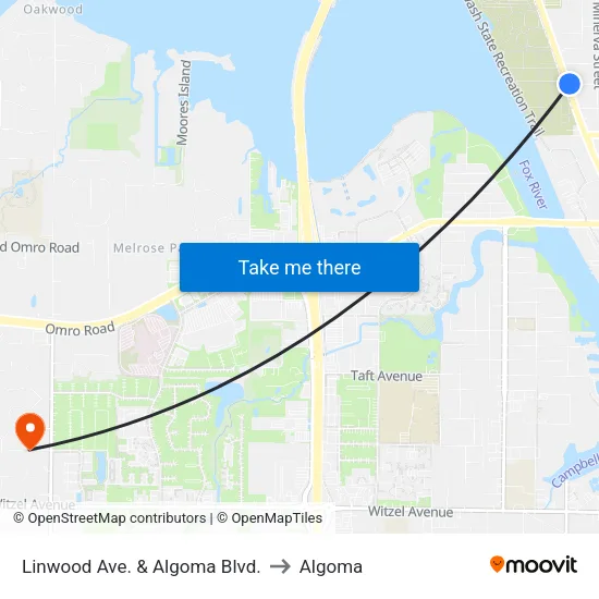 Linwood Ave. & Algoma Blvd. to Algoma map
