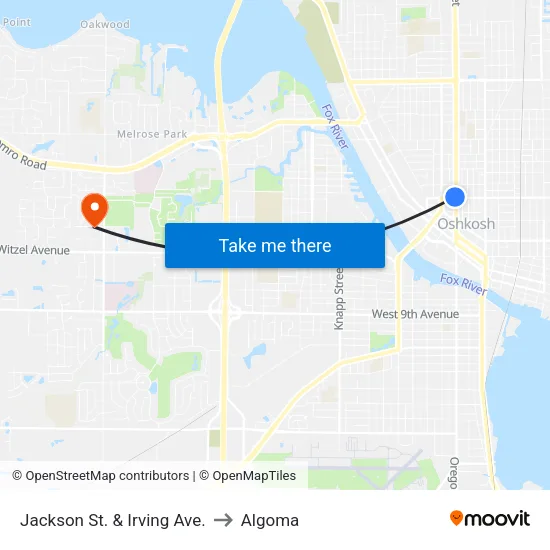 Jackson St. & Irving Ave. to Algoma map