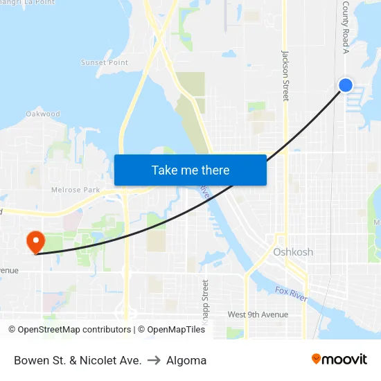 Bowen St. & Nicolet Ave. to Algoma map