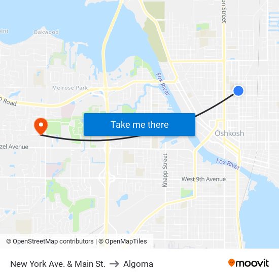 New York Ave. & Main St. to Algoma map