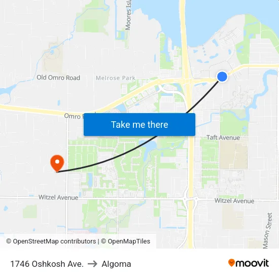 1746 Oshkosh Ave. to Algoma map