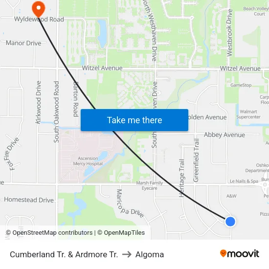 Cumberland Tr. & Ardmore Tr. to Algoma map