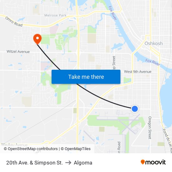 20th Ave. & Simpson St. to Algoma map