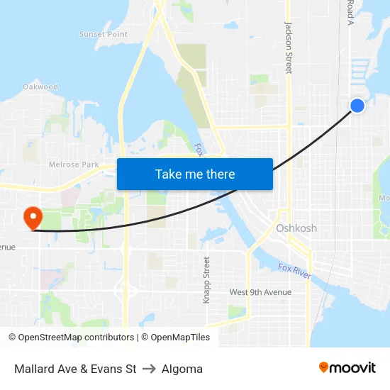 Mallard Ave & Evans St to Algoma map
