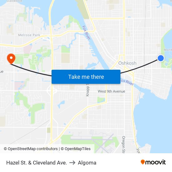 Hazel St. & Cleveland Ave. to Algoma map
