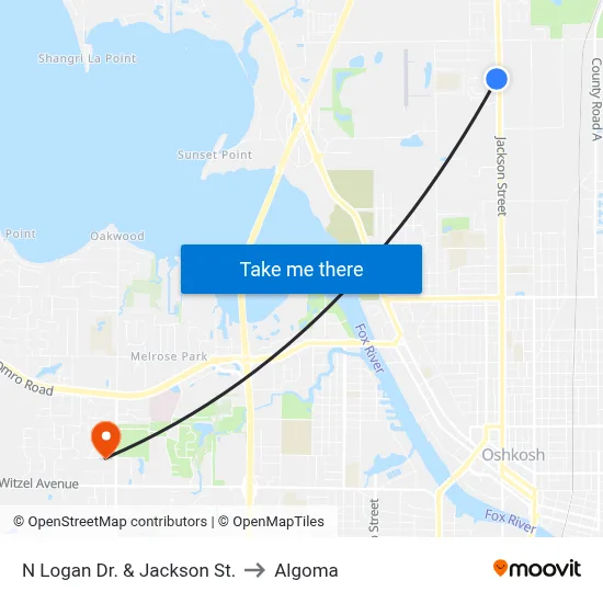 N Logan Dr. & Jackson St. to Algoma map