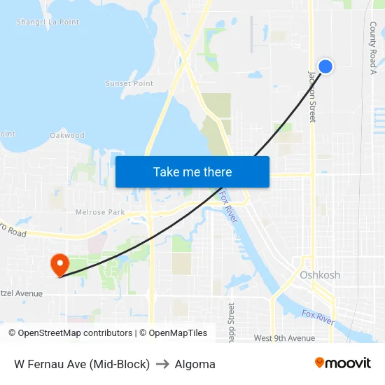 W Fernau Ave (Mid-Block) to Algoma map