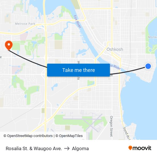 Rosalia St. & Waugoo Ave. to Algoma map
