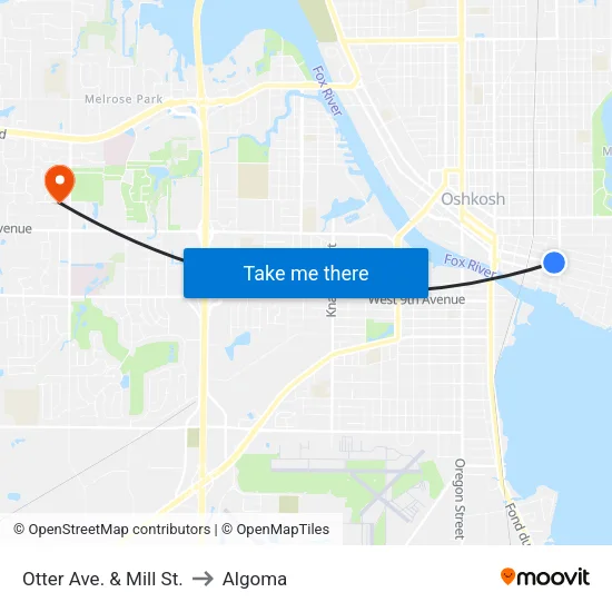 Otter Ave. & Mill St. to Algoma map