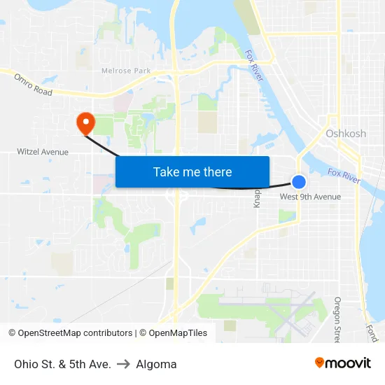 Ohio St. & 5th Ave. to Algoma map