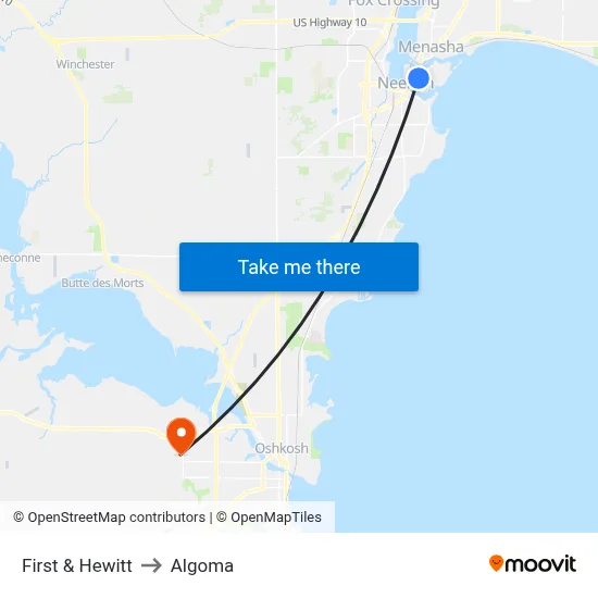 First & Hewitt to Algoma map