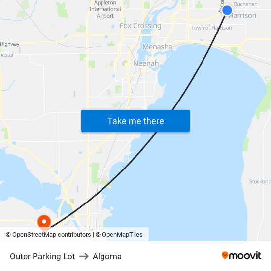Outer Parking Lot to Algoma map