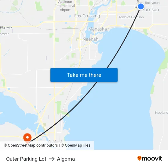 Outer Parking Lot to Algoma map