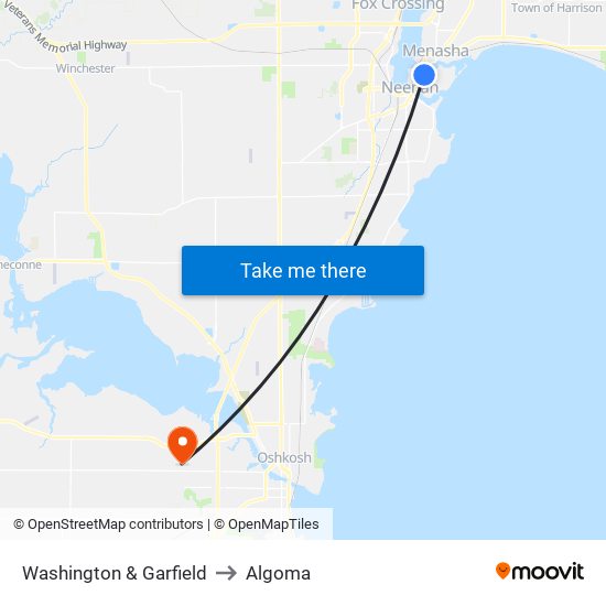 Washington & Garfield to Algoma map