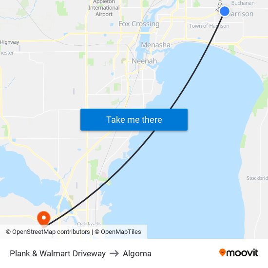 Plank & Walmart Driveway to Algoma map