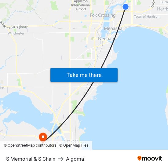 S Memorial & S Chain to Algoma map