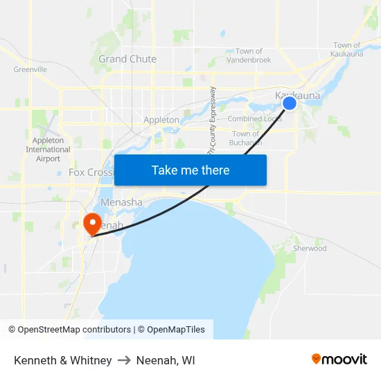 Kenneth & Whitney to Neenah, WI map