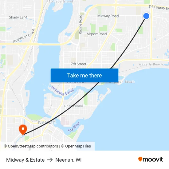 Midway & Estate to Neenah, WI map