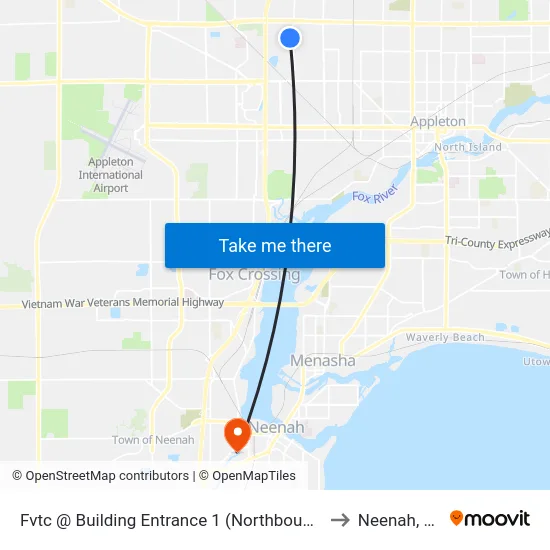 Fvtc @ Building Entrance 1 (Northbound) to Neenah, WI map