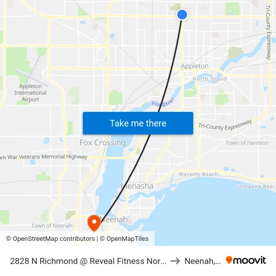 2828 N Richmond @ Reveal Fitness North Drive to Neenah, WI map