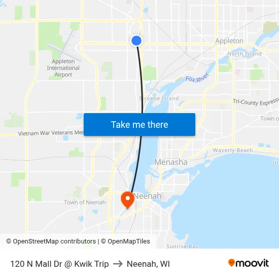 120 N Mall Dr @ Kwik Trip to Neenah, WI map