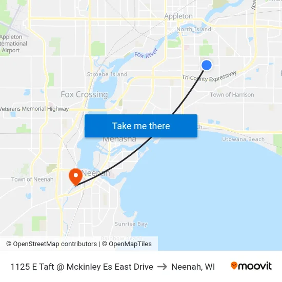 1125 E Taft @ Mckinley Es East Drive to Neenah, WI map
