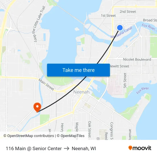 116 Main @ Senior Center to Neenah, WI map