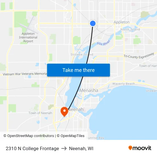2310 N College Frontage to Neenah, WI map