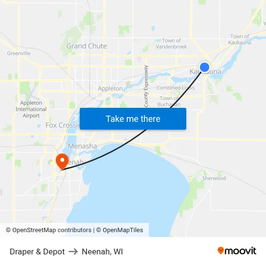 Draper & Depot to Neenah, WI map