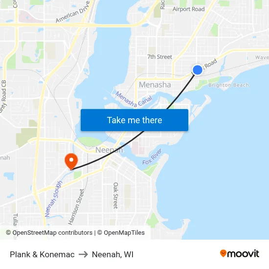 Plank & Konemac to Neenah, WI map