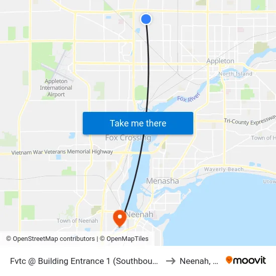 Fvtc @ Building Entrance 1 (Southbound) to Neenah, WI map
