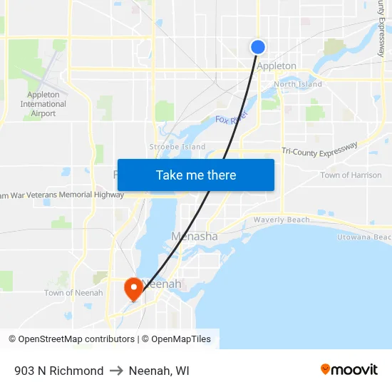 903 N Richmond to Neenah, WI map