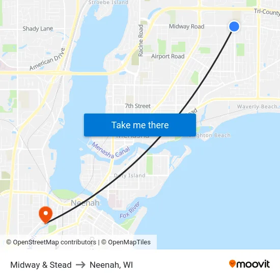 Midway & Stead to Neenah, WI map