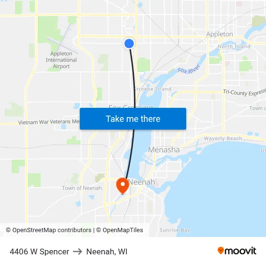 4406 W Spencer to Neenah, WI map