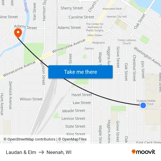 Laudan & Elm to Neenah, WI map