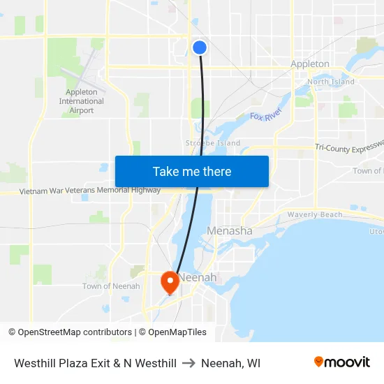 Westhill Plaza Exit & N Westhill to Neenah, WI map