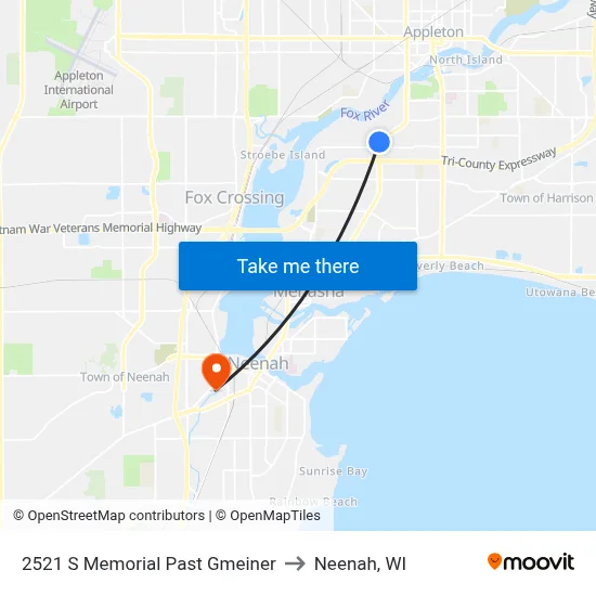 2521 S Memorial Past Gmeiner to Neenah, WI map