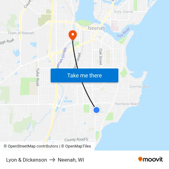 Lyon & Dickenson to Neenah, WI map